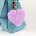 Cute Heart Pendant Keychain Car Key Ring Holder Women's Pom Poms Key Cover Women Handbag Charms Hang Jewelry Accessories Trinket